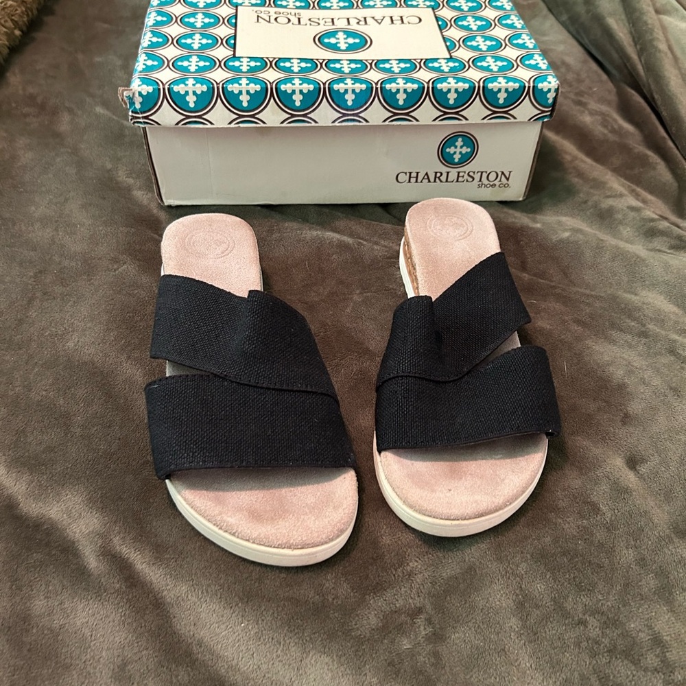CHARLESTON SHOE CO. Black Sandals for Effortless Style